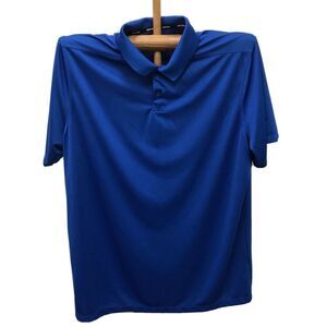 NIKE GOLF POLO SHIRT XL BLUE Logo DRI-FIT PERFORMANCE Button Collar Stretch